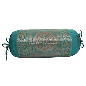 Home Decor Bolster Meditation Brocade Jacquard Pillow Cover Case For Back & - Picture 1 of 5