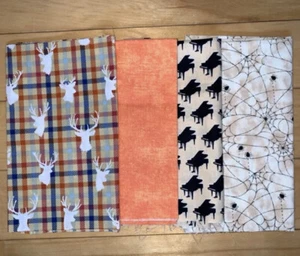 Fabric Bundle (4 Fat Quarters) 1 Yard Total Cotton Quilt & Crafts Orange Piano - Picture 1 of 5