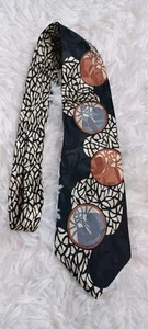 Screenplay By Martin Wong Abstract Mens Necktie Black Silver Gold 100% Silk USA - Picture 1 of 8