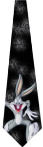 Tie Poly Bugs Bunny Running Black United Labels #104418 - Picture 1 of 1