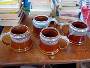 Vintage Scarborough Pottery Mugs X 4 3.5"  - Picture 1 of 8