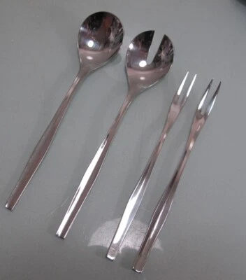 2 Aufschnittgabeln + Salatbesteck 19 cm WMF Servierserie Frankfurt Cromargan - Bild 1 von 3