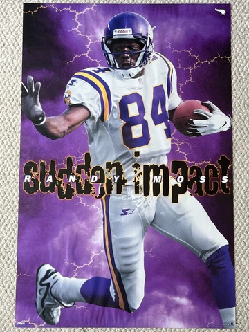 Randy Moss SUDDEN IMPACT 1998 Minnesota Vikings Vintage 23x35 Costacos Poster Cover