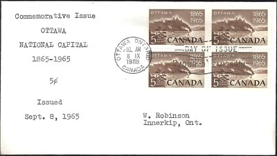 🍁Canada  #442 Block  Parliament  Buildings   Fine Used 1965 First Day Cover - Image 1 of 2