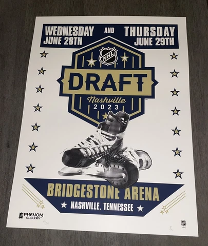 2023 NHL Draft Rare Numbered 121/200 Poster Nashville TN Connor Bedard 1st Pick Cover