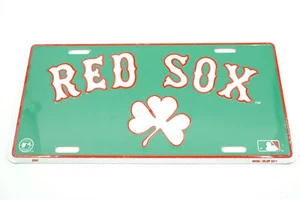 Boston Redsox MLB Baseball Shamrock Green Aluminum Metal License Plate Sign Tag - Picture 1 of 1
