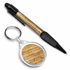 Pen & Keyring (Round) - Stained Old Vintage Sheet Music Song #46330