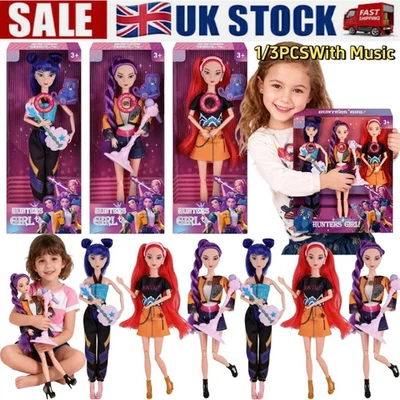 3PCS Singing Cosplay Collectible Figure Kpop Demon Hunters Dolls Moveable Joint