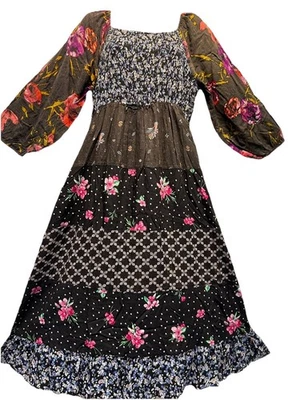 Nuevo con etiquetas VESTIDO LARGO HILOS SAGRADOS floral bohemio funky rayón calado L Envío gratuito Foto 1 de 4