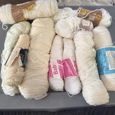 Mixed Cream Color Yarn Lot Some Vintage Different Brands And Sizes  - Image 1 of 4
