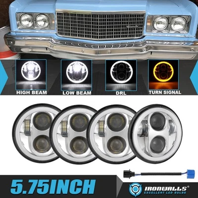 4x 5.75" Chrome LED Headlights Hi/Lo beam DRL for 1958-1979 Lincoln Continental - Image 1 of 4