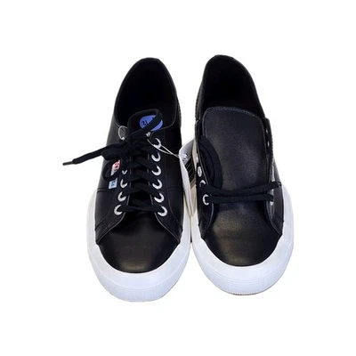 Superga 2750 Nappa Leather Sneakers Womens Size 9 Black Low Top Fashion Shoes  - Image 1 of 4