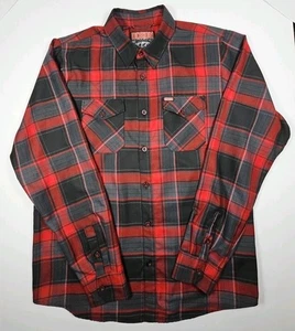 Dixxon Flannel Royal Flush Red/Black/Grey Plaid Men's X Large Tall EUC Sold Out - Picture 1 of 11