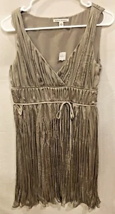 NWT BANANA REPUBLIC TAUPE Satin Pleated & Crinkled Party Cocktail DRESS SZ 6 - Picture 1 of 3