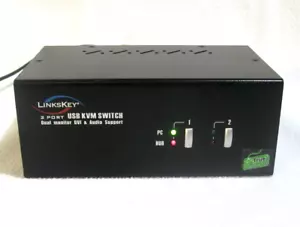 LinksKey LDV-DM222AUSK 2-Port USB KVM Switch Dual Monitor DVI & Audio Support - Picture 1 of 6
