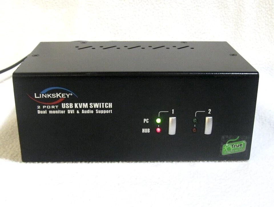 LinksKey LDV-DM222AUSK 2-Port USB KVM Switch Dual Monitor DVI  & Audio Support - Image 1 of 4