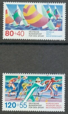 Allemagne 1987 MNH Mi 1310-1311 Sc B652-B653 Voile & ski.Championnats du Monde - Photo 1/2
