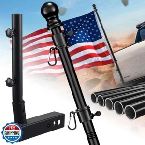 Poteau de drapeau de camion avec support d'attelage - Kit de mât de drapeau résistant 6 pieds pour remorquage 2" Hi - Photo 1/5