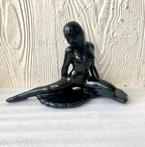 Vintage Frankoma Black Onyx FAN DANCER #113 Art Pottery ~ FREE SHIPPING - Picture 1 of 18