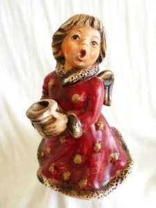 Vintage Ceramic ANGEL 6 in. Singing Red Candle Holder Christmas EXC COND - Picture 1 of 10