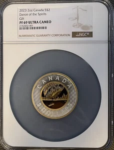 Toonie de plata chapada en oro 2023 PF69 Canada Dance of the Spirits 2 oz - Imagen 1 de 3
