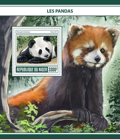 Pandas Stamps Niger 2017 MNH Red Giant Panda Bears Wild Animals 1v S/S Cover