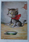 Petit chat glamour avec arc carte postale antique postée en Estonie 1931