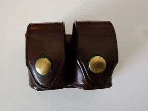 HKS 103 MED Dark Brown Leather Double Speed Loader Pouch - Picture 1 of 5