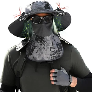 Wide Brim Sun Hat with Solar Fan - Outdoor Solar Fan Hat for Fishing, Hiking, Ca - Picture 1 of 7