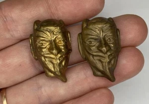 Set viso diavolo vintage di 2 ottoni 1"" per arte e artigianato - Foto 1 di 13
