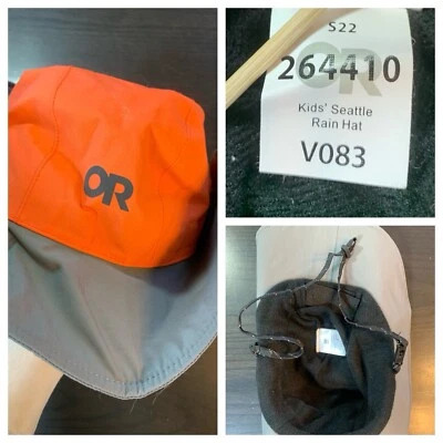 Sombrero de Lluvia Outdoor Research Kids Seattle Naranja Gris Alta Visibilidad Embalable LEER Foto 1 de 4