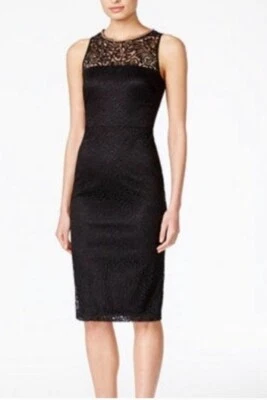 Vestido Formal de Encaje JESSICA SIMPSON Talla 6 Borde Dorado Oficina Capricho Carrera Grunge Foto 1 de 4