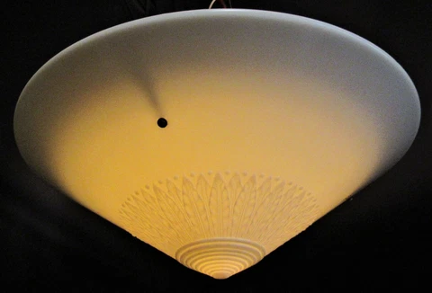 VTG ART NOUVEAU 3 CHAIN HUGE GLASS SHADE CEILING LIGHT CHANDELIER FIXTURE 1940's Cover