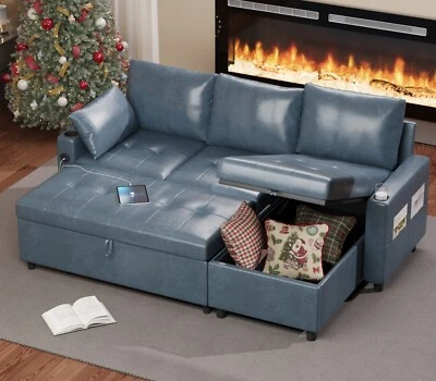 3 in 1 Pull Out Sofa Bed Sleeper Sofa with Storage Chair Sectional L Shape Couch - Image 1 of 4