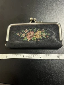 Vintage Mini Embroidered Leather GERMANY Scissors Manicure Set Case - Picture 1 of 7