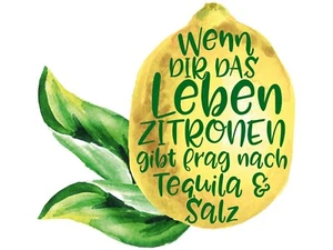 Wandtattoo Küche Zitrone + Spruch, Wandsticker Wandaufkleber Wanddeko, Aquarell  - Bild 1 von 4