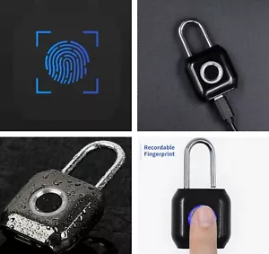 Candado inteligente con bloqueo de huellas dactilares impermeable antirrobo cajón de equipaje viaje de seguridad  - Imagen 1 de 12