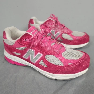 Sapatos femininos New Balance 990 tamanho 6 rosa glitter camurça couro malha - Imagem 1 de 4