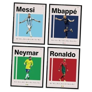 Soccer Posters 8x10 Inch Canvas Prints Unframed Set of 4 - Messi, Ronaldo, - Picture 1 of 8