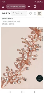 FAJA DE VID NUPCIAL DAVID'S CON CRISTALES Y PERLAS NUEVA NUNCA USADA #S8148 Foto 1 de 4