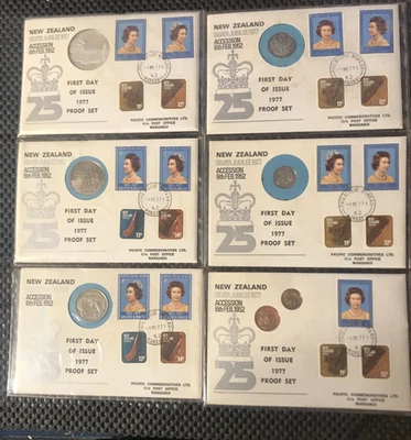New Zealand Silver Jubilee 1977 1st day Issue Proof Set Stamps & Coins - Image 1 of 4