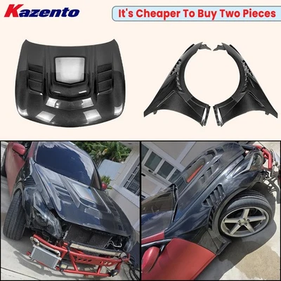 For Infiniti G37 4-Door Vent Carbon Fiber Front Fender and Front Hood Bonnet - Image 1 of 4
