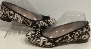 J. Crew Women Leather Shoes Animal Calf Hair Ballet Flats Size 6.5 Made in Italy - Picture 1 of 9