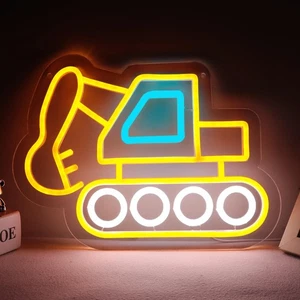 Bagger Leuchtreklame für Wanddeko LED Bagger Spielzeugauto Neonlicht Jungen Neon... - Bild 1 von 7