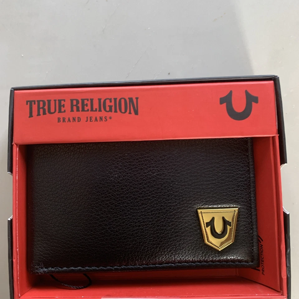 Cartera de cuero True Religion para hombre plegable con logotipo de billetera nueva con etiquetas Foto 1 de 1