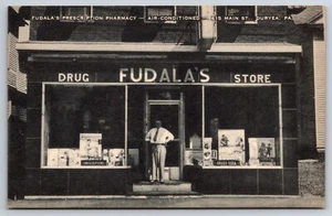 Fudala's Prescription Pharmacy Drug Store Duryea Pennsylvania PA c1940 Postcard - Picture 1 of 2