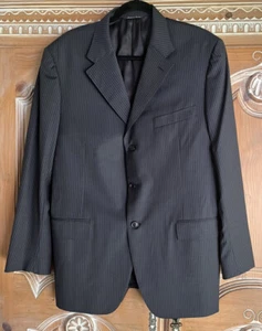 Canali Men’s Navy Pinstripe 100% Wool Three Button Travel Blazer Size 44R - Picture 1 of 8