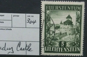 LIECHTENSTEIN 1951-1952 5f Vaduz Castle Perf 14. Set of 1. Fine USED. SG304B. - Picture 1 of 2