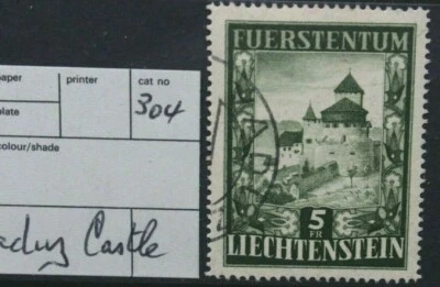 LIECHTENSTEIN 1951-1952 5f Vaduz Castle Perf 14. Set of 1. Fine USED. SG304B. - Image 1 of 2