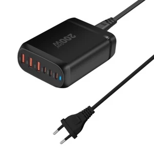 200 W GaN-Tischladegerät 6-Port USB Typ C PD-Ladegerät Fast 3.0 Schnelllad2584 - Afbeelding 1 van 6